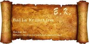 Balla Krisztina névjegykártya